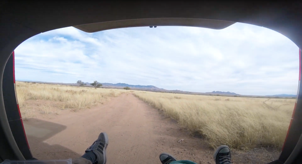 Photo taken from my GoPro Hero Session of our feet dangling out of Dylans car during our Thanksgiving takeout meal!